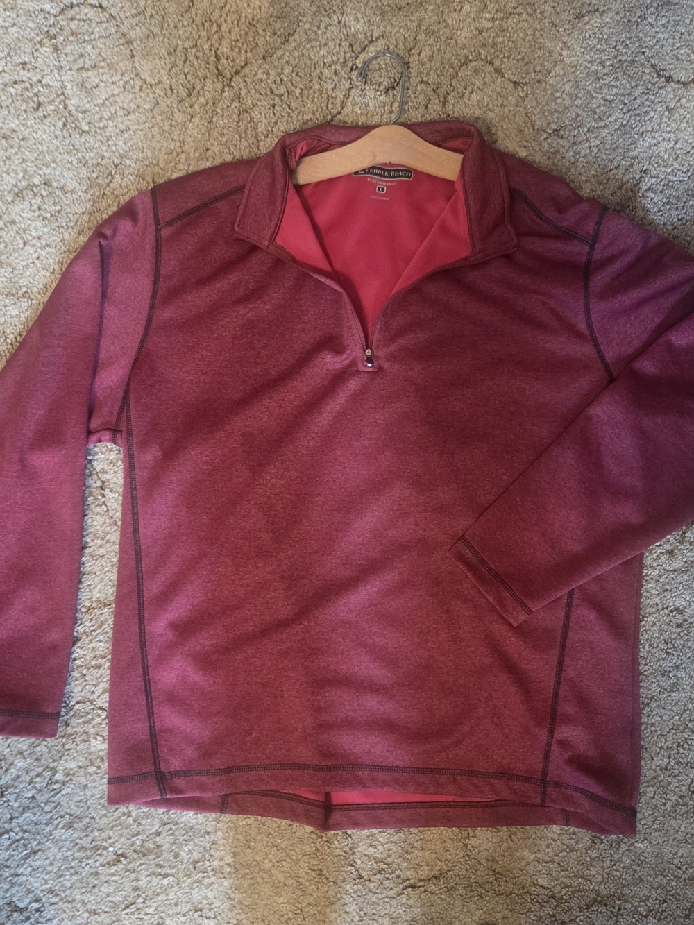 Pebble Beach Men's Maroon Heather Quarter-Zip Pullover